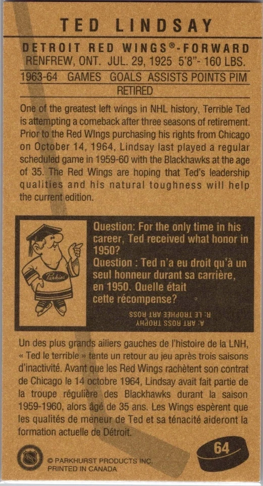 1994 PARKHURST 1964 TALL BOYS HOCKEY #1 - #180 ****FREE SHIPPING**** - Image 2 of 2