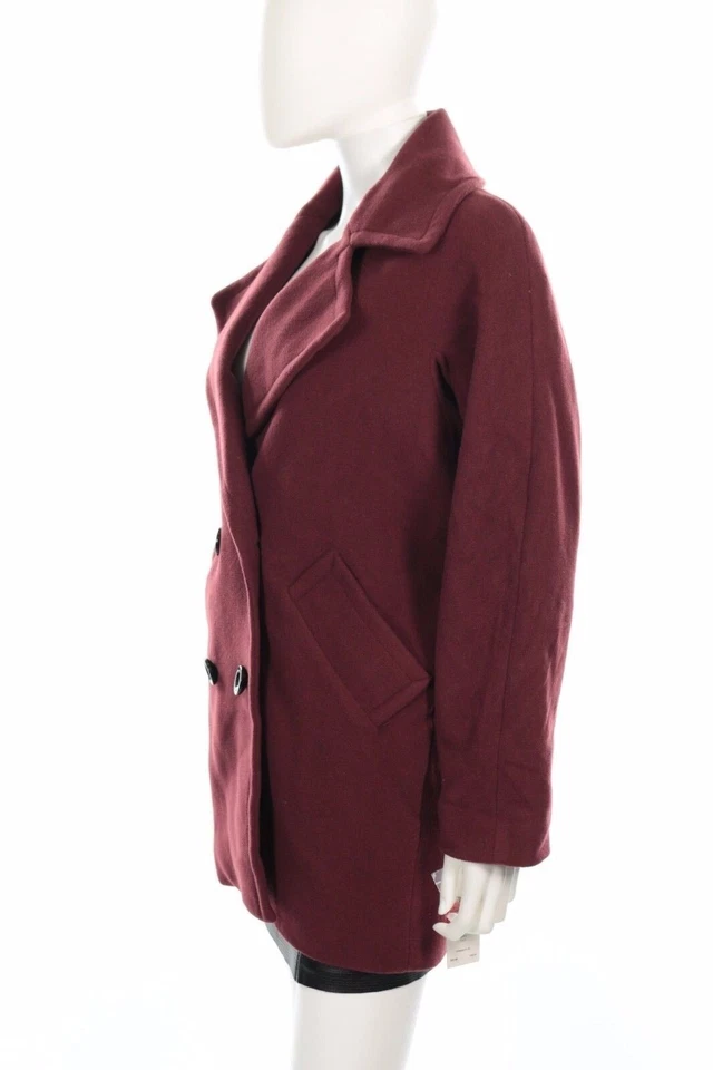 Trina Turk Maroon Red Winter Wool Blend Front Button Closure Peacoat Size 0 - Image 4 of 4