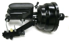 8" Dual BLACK Universal Power Brake Booster 1" Bore Ball Milled Master Disc Drum