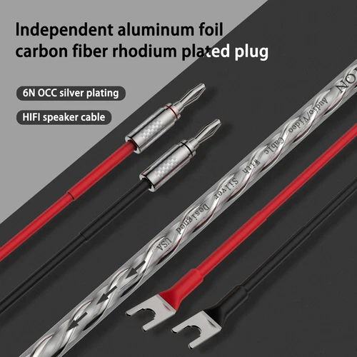 Par de cables de altavoz enchapados en plata 6N OCC enchufe banana y cable de altavoz de audio HiFi - Imagen 5 de 17