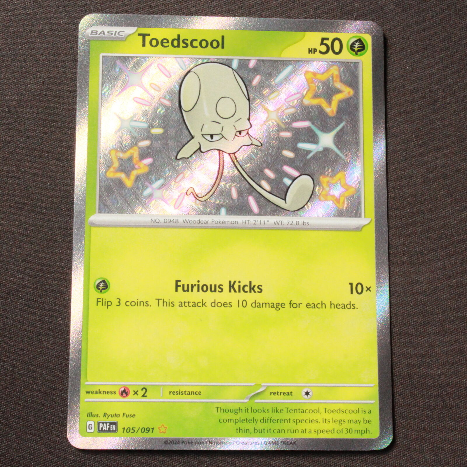 Toedscool - 105/091 NM Pokemon SV: Paldean Fates Shiny Rare Holofoil