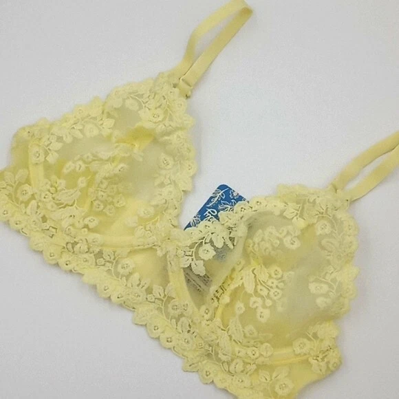Sujetador con aros Free People 34B Veronica de encaje amarillo claro para mujer Foto 2 de 4