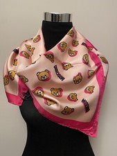 NWT Moschino 100 Silk Pink/ Multicolor Scarf