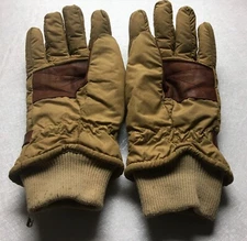 Vintage Damart Gore-tex Brown Knit Wrist Winter Safety Worm Gloves Leather Trim