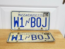 Massachusetts Ham Radio Early 70's license plate PAIR # W1 BOJ 1973 top sticker