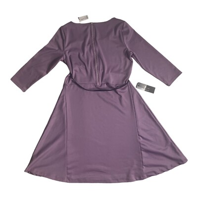 purple fit and flare dress with sleeves Purple Fit And Flare Dress Short Sleeve V-neck