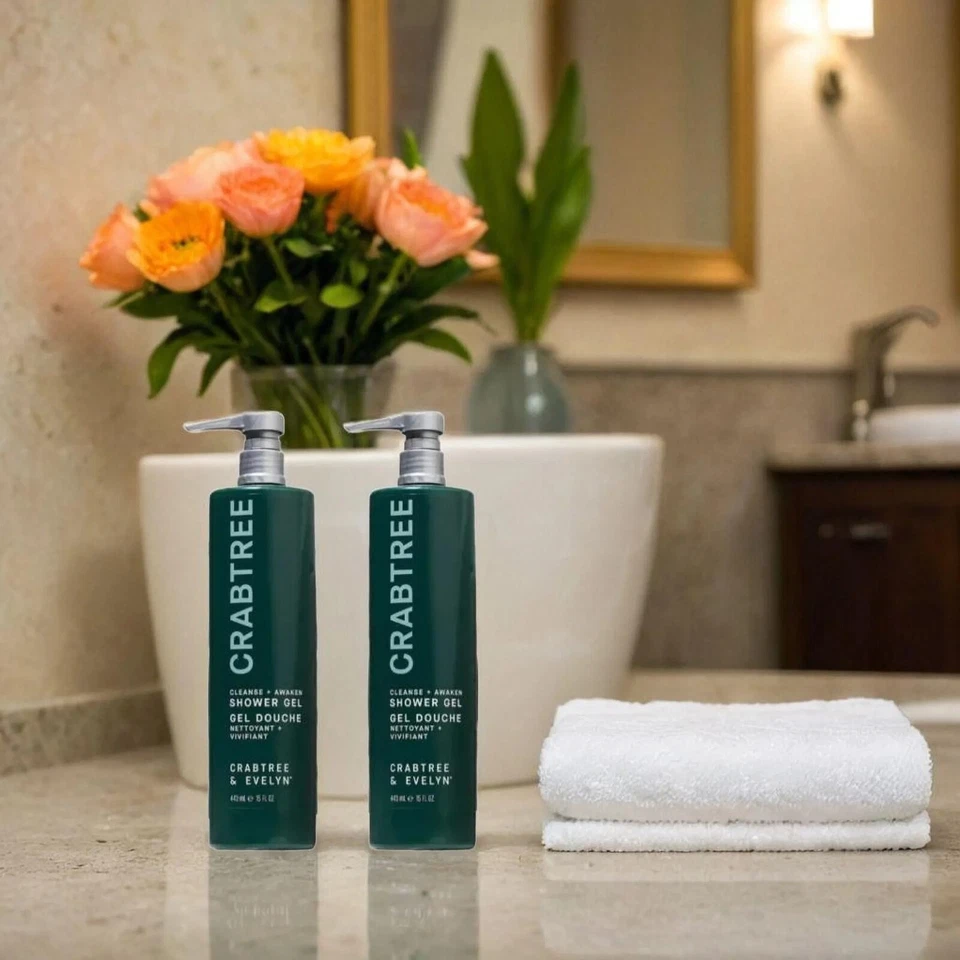 2 x Crabtree & Evelyn Shower Gel Cleanse + Awaken For All Skin 15 Fl.[443ml]NEW! - Image 4 of 4