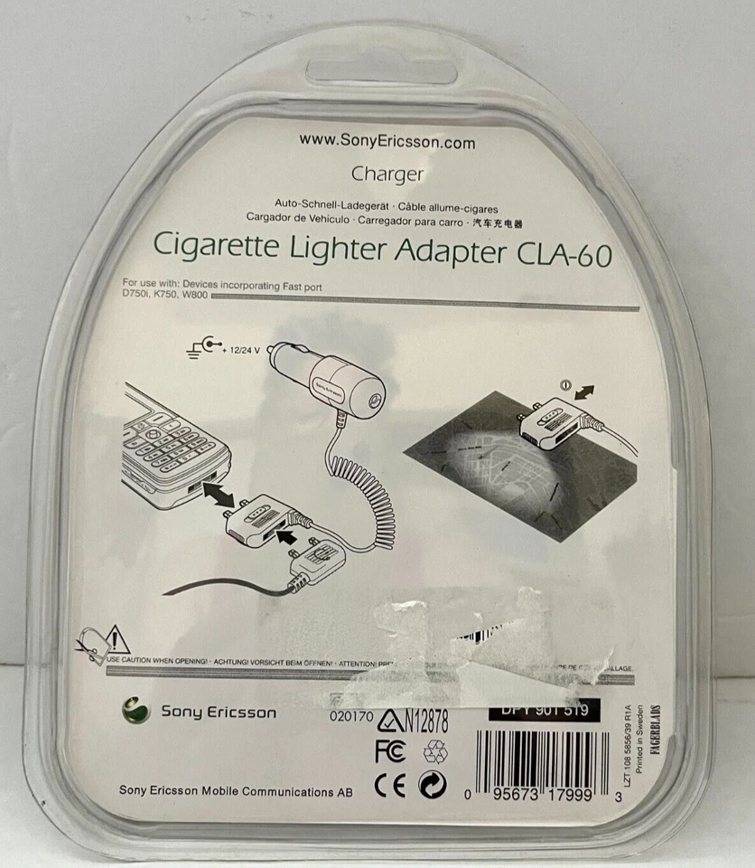 SONY ERICSSON CLA-60 прикуривателя адаптер новый в заводской упаковке, автомобильное зарядное устройство - Изображение 2 из 4