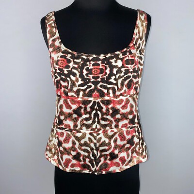 Etcetera Womens 6 Multicolor Patterned Tank Top Sleeveless Zip Up Back NWT MH