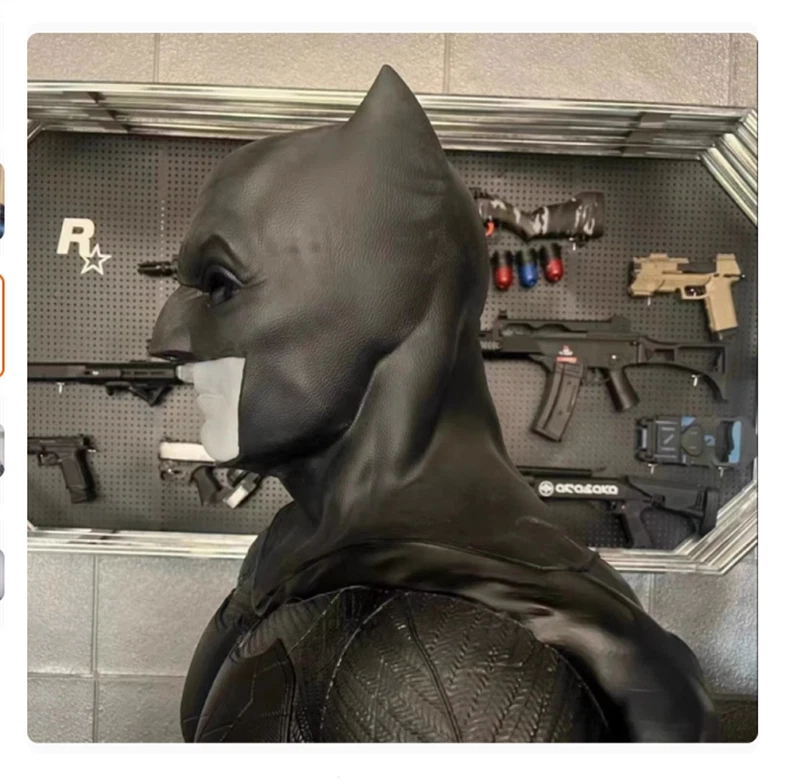 DC BVS Batman Mask Ben Affleck Soft Rubber Head Cover Cosplay Halloween Headgear - Bild 4 von 4