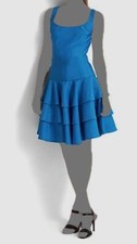 $265 Ralph Lauren Women's Blue Square Neck Faille Cocktail Dress Size 14