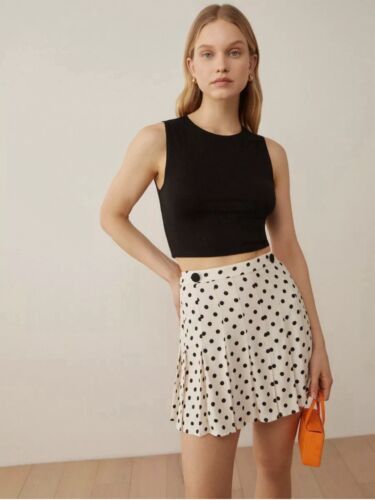 Reformation Portia Polka Dot Pleated Mini Skirt BNWT Sz4 MSRP: $168