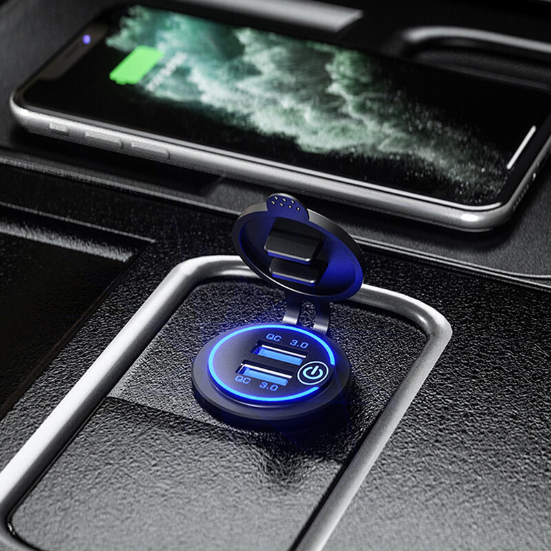 12/24V Fast Charging Car Motorcycle Touch Switch Charger