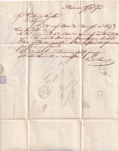 REGNO 1873 - LETTERA VIAGGIATA CON TESTO VALORE ISOLATO 20c. AZZURRO TIMBRO NUM - Foto 3 di 3