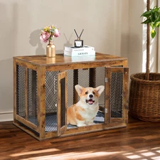 36"Furniture Dog Crate w/Tray for Medium Dogs,Indoor Puppy Kennel Pet House Wood