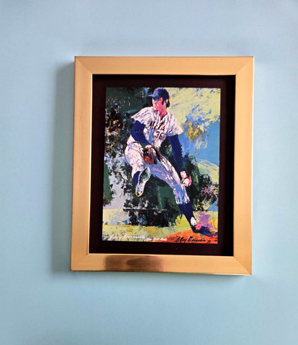 🔥LEROY NEIMAN NY METS PITCHER BASEBALL 1980S PLATE SIGNED PRINT FRAMED W