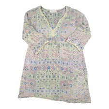 OneSeason Dress Womens MEDIUM Green Boho Tunic Paisley 3/4 Sleeve Size M