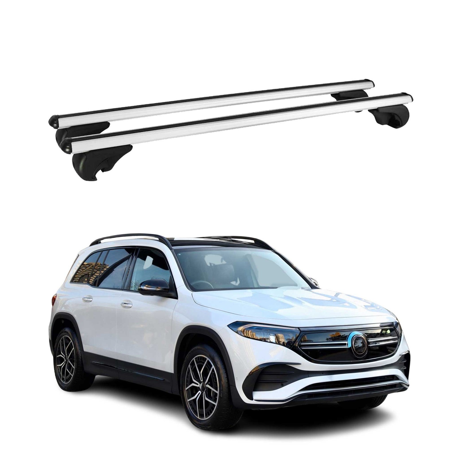Barres de toit alu premium pour Mercedes EQB 2020-2026 transversales