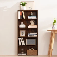 Uimoso 5 Tiers Narrow Bookshelf 53" Wooden Open Bookcase Adjustable Shelf Brown