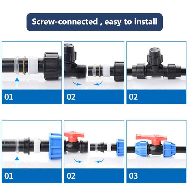 MDPE Compression Fitting Water Pipe Connector Coupling Elbow Tee Valve 20-110mm - Image 2 of 4