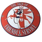 Vintage Mobil Sign - Pegasus Friendly Service Gas Pump Service Porcelain Sign