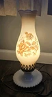 Vintage Brown Floral Milk Glass Hurricane Lamp Works Great