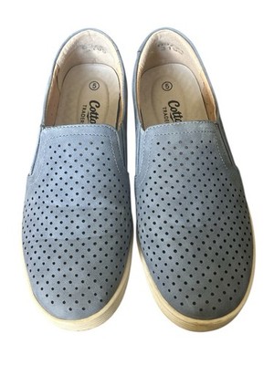 Cotton Traders flache Damen-Slipper blau UK 5