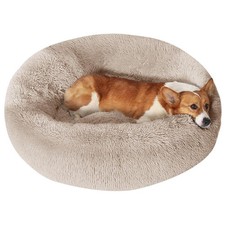 JOLLYVOGUE Calming Donut Dog Bed AntiAnxiety Fluffy Pet Bed 27/30/36in