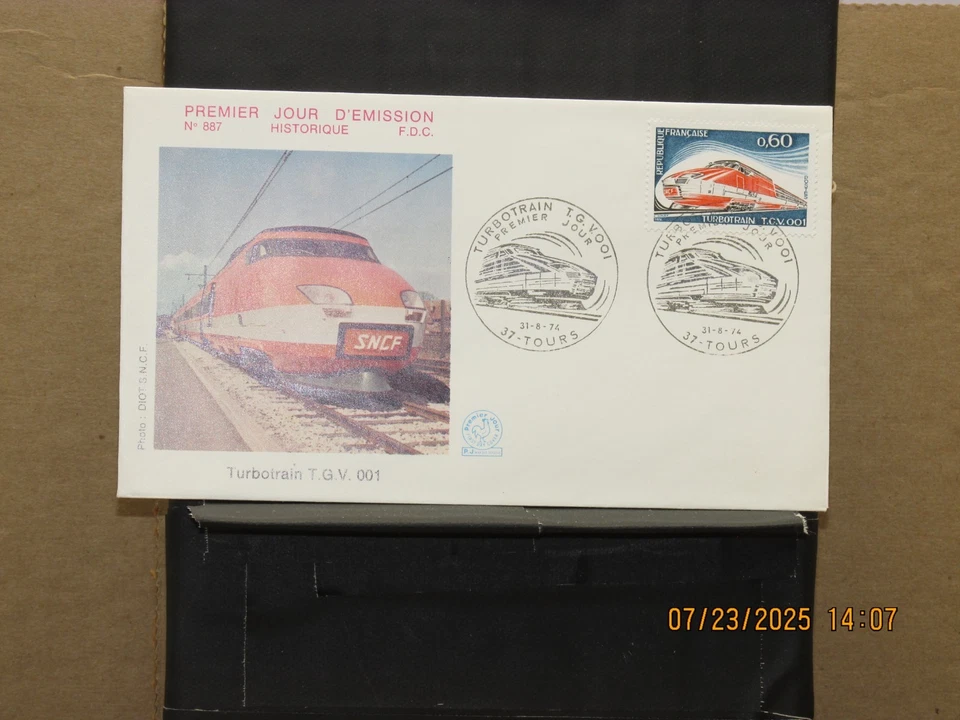 For sale is: France FDC Envelope 1974 No. 887-Turbotrain T.G.V. 001 FDC - Image 2 of 4