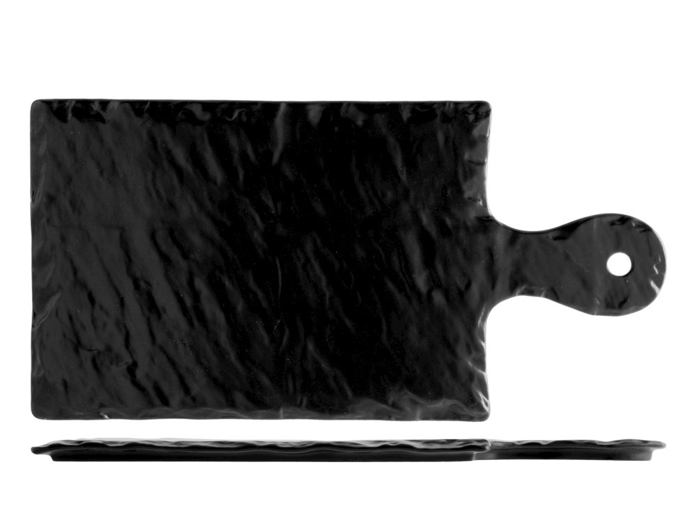 Rectangular Plate H&H Slate Porcelain Black With Handle 19x37cm