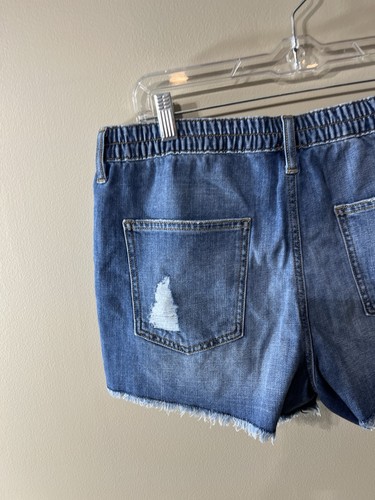 Pantalones Cortos de Jean Para Mujer Aerie Talla L Azul Denim Envejecido Se Ajusta Dobladillo Crudo Grunge NUEVO - Imagen 12 de 13