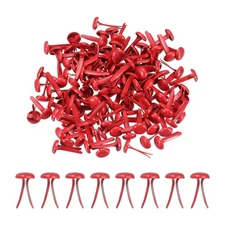 120Pcs Brads Paper Fasteners, 9x5 mm Metal Round Head Split Pins, Red