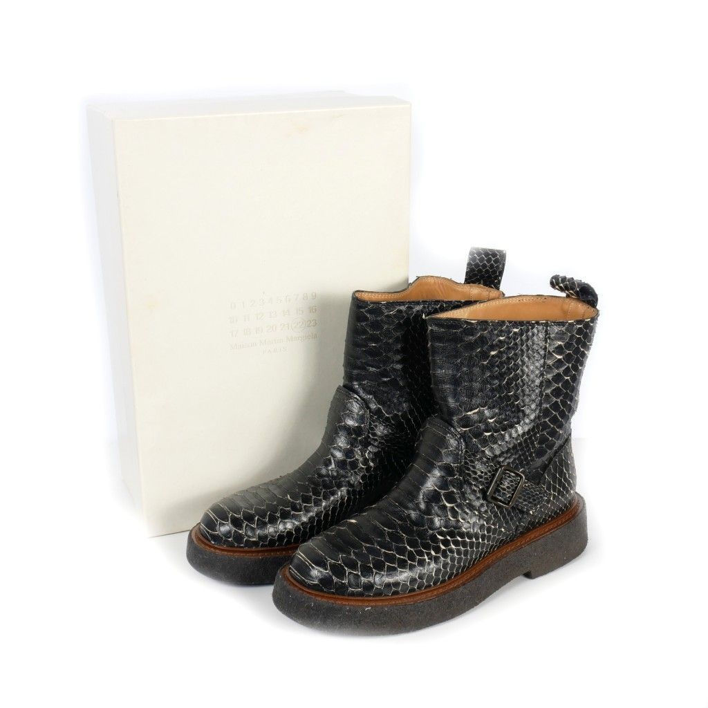 Martin Margiela Python Leather Engineer Boots Bla… - image 8