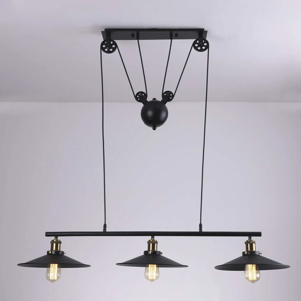 MOONLIGHT RETAIL Pendant Pulley Light Industrial Vintage Ceiling Single Double Triple Island Lamp
