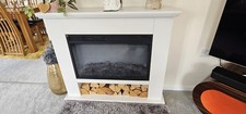 Electric Fireplace with Surround, LED Flame & Mood Light –  