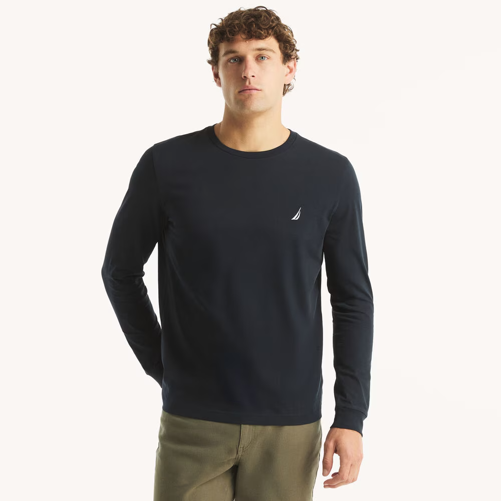 NAUTICA Men’s Long Sleeve T-Shirt Navy Blue Anchor Logo XL NEW