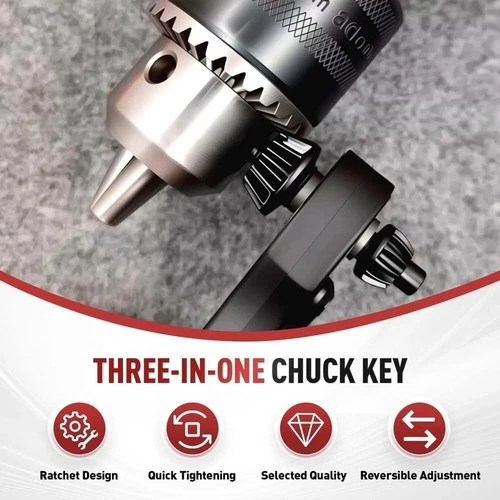 2-in-1 Ratchet Spanner Drill Chuck Key Wrench Universal Chuck Key Replacement - Picture 4 of 11