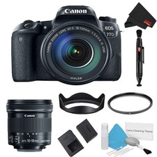 Canon EOS 77D DSLR Camera 18-135mm Lens Bundle  Bonus 10-18mm Lens Intl Model