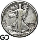 1916-S Walking Liberty Half Dollar, First Year Issue, Choice FINE++ Tougher Date