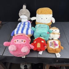 Bum Bumz Lot of 8 Icecream Sandwich Shark Pancakes 4" and 8" Plush Toy C