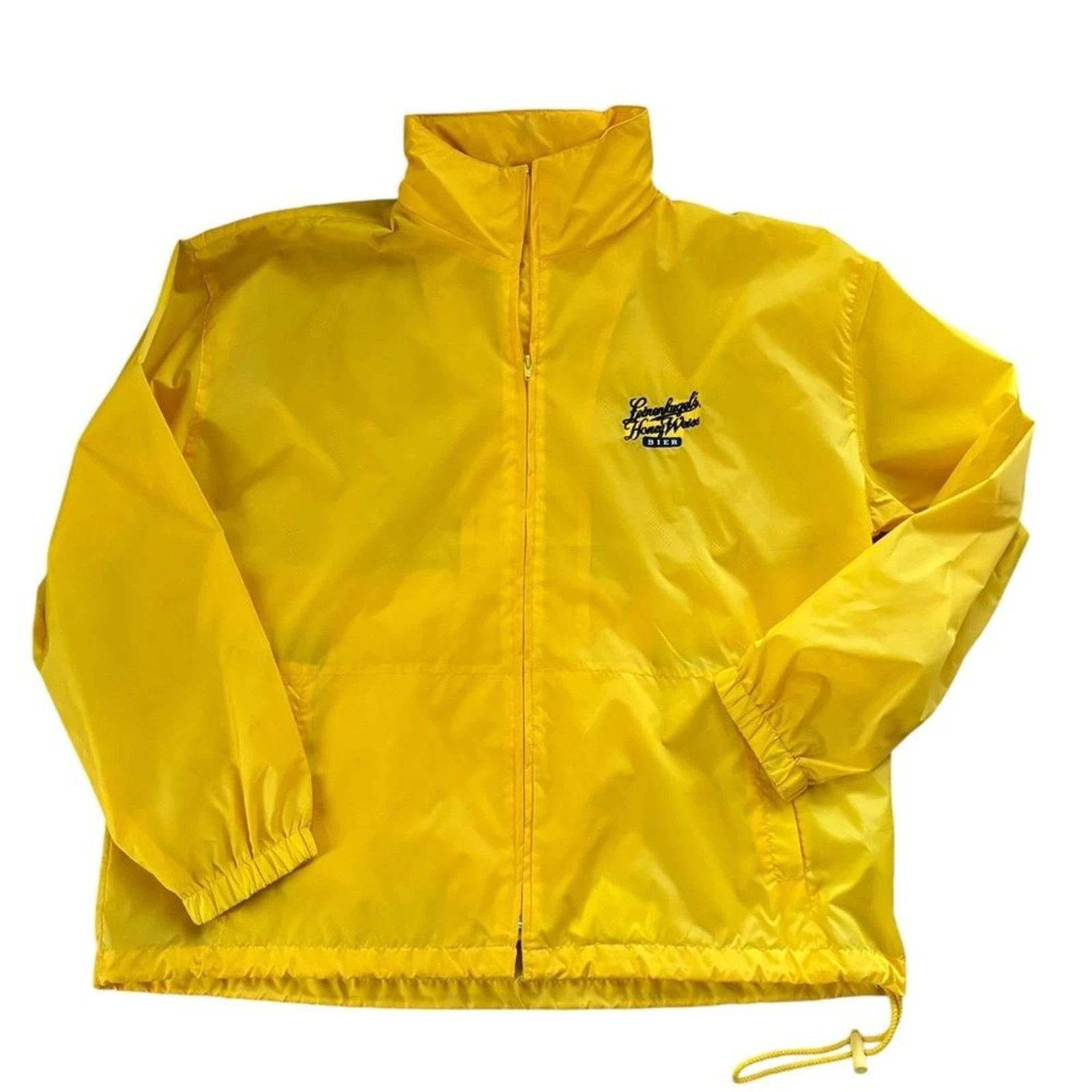 Leinenkugel’s Honey Weiss Beer Zip Up Windbreaker Sz XXL Yellow Hidden Hood
