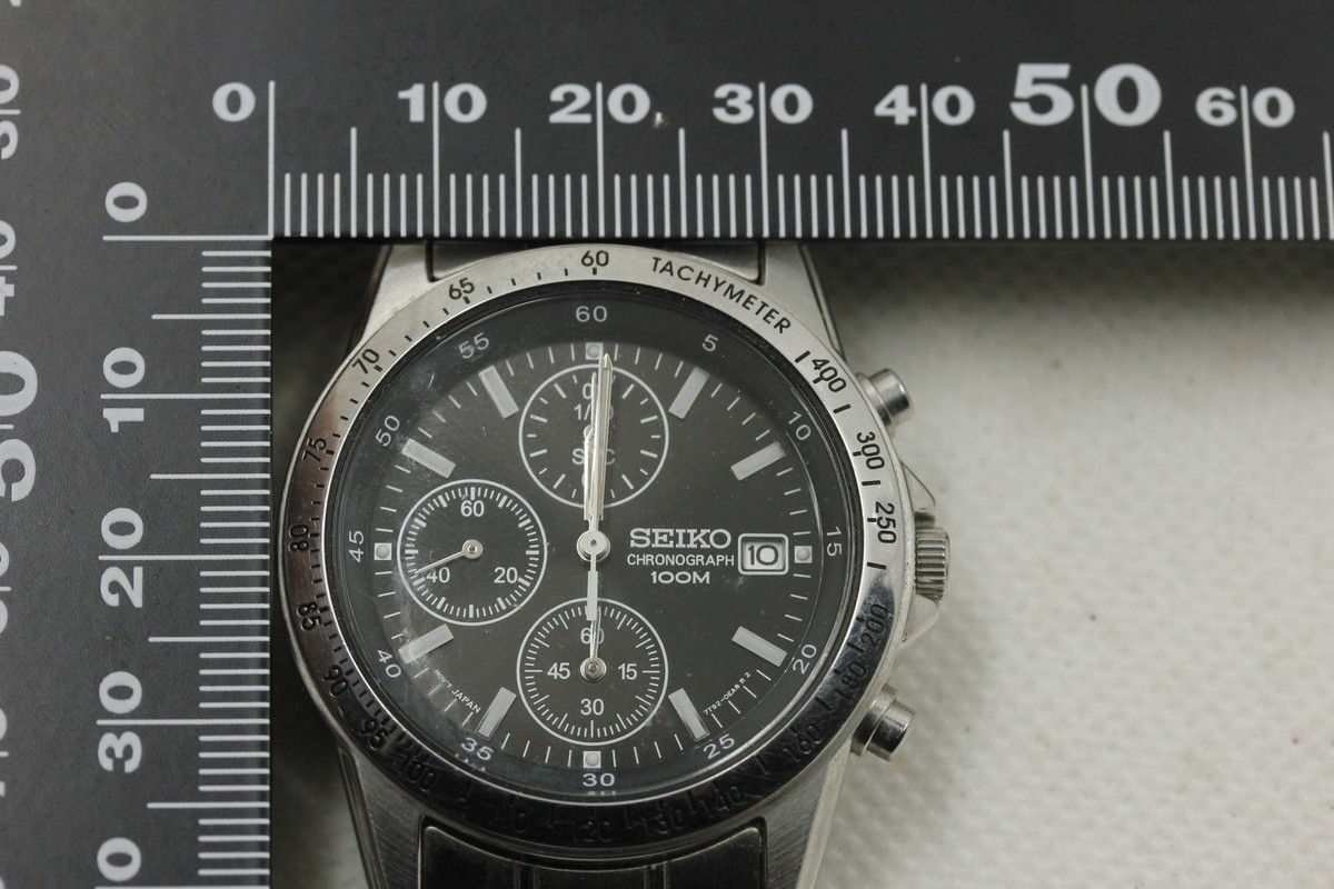 SEIKO 7T92-0DW0 Chronograph Watch 100m Quartz Mens Black From