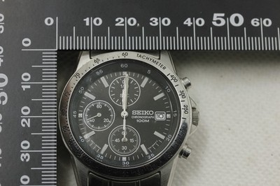 セイコー クロノグラフ メンズ腕時計 ブラック 7T92-0DW0 動作良好