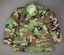 Vintage US Army Combat Woodland Camo Jacket 8415-01-084-1656 Coat BDU Large Reg