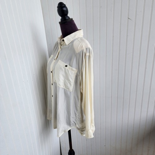 Camicetta vintage Sophisticate Jonathan Martin avorio 100% seta colletto abbottonato taglia M - Foto 9 di 12