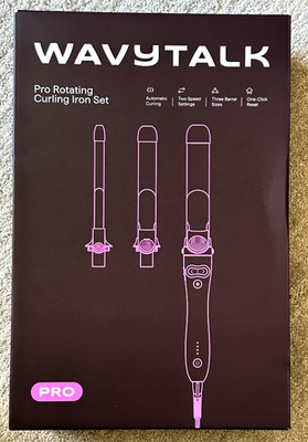 WavyTalk Curlmaker Pro Rotating Curling Iron Set w/ 3 Barrels- Pink