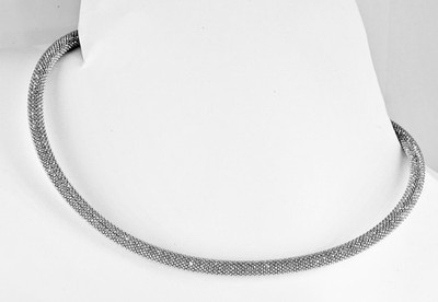 Ntinga Semi Flexible Silber Mesh Choker Halskette mit Magnetverschluss UVP 260£