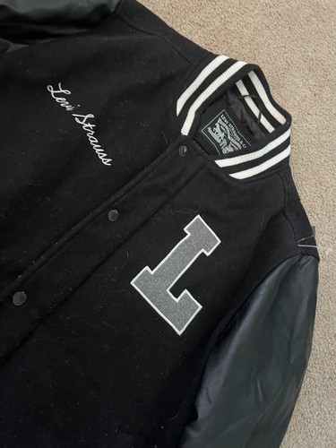 Vintage Levis 73 Mixed Media Letterman Varsity Bomber Jacket Size L - Picture 4 of 9
