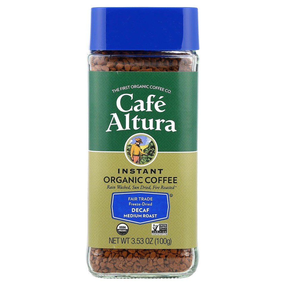 Instant Organic Coffee, Medium Roast, Freeze-Dried, Decaf, 3.53 oz (100 g)