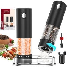 Electric Salt and Pepper Grinder Set Rechargeable Salt and Pepper Mills with ...